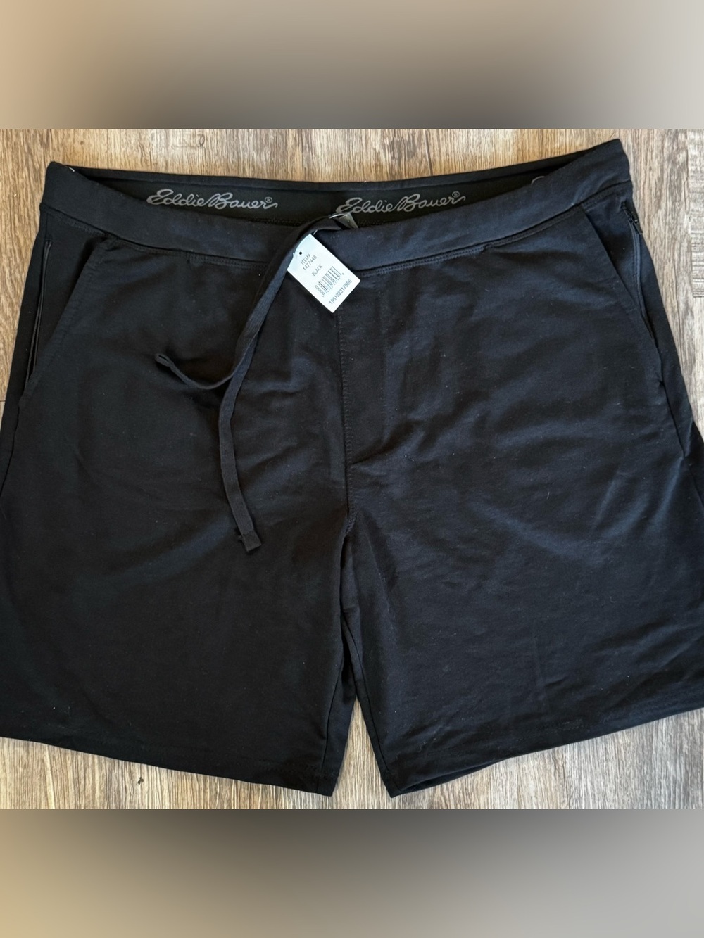 Eddie Bauer Men’s Black Athletic Drawstring Knit Shorts size 2XL • XXL